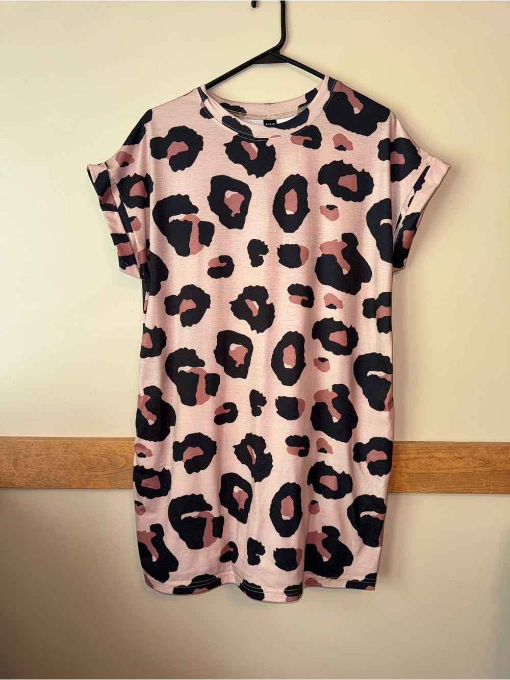 Shein Short Sleeve Leopard Print Dress with Pockets